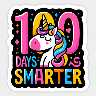 100 days smarter, proud whimsical unicorn, unicorn Sticker